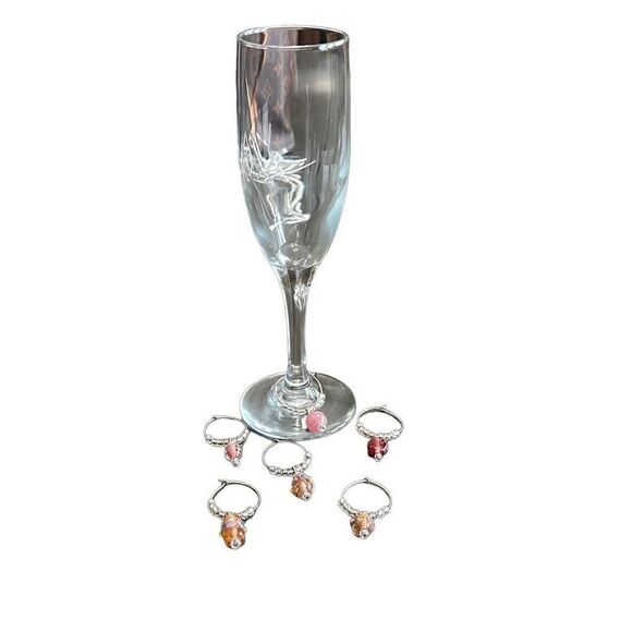 Handmade wine charms with glass pendants - Picture 1 of 4